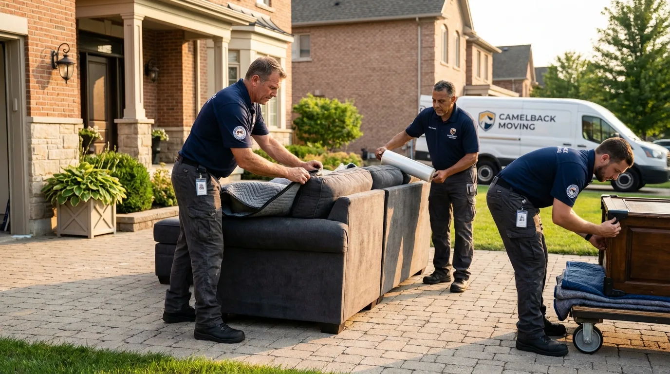 Large estate moving crew wrapping furniture in Stevenson, WA