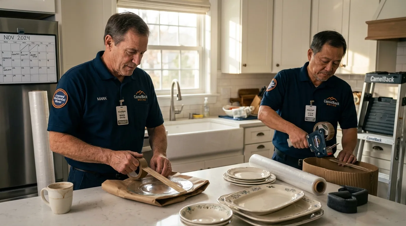 Professional crew packing kitchen dishware in Stevenson, WA
